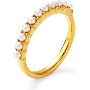 Semyco - Parel Ring Ariël - Dames - Goudkleurig - Waterproof - Maat 17