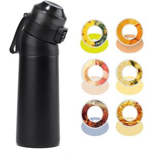 Geurwater Drinkfles - Geur Air Waterfles - Fles - Inclusief 6 Pods - Roestvrij Staal - Stainless Steel Zwart - 650 ml - RVS - Tritan - BPA-vrij - Up Starterskit - Ananas - Citroen - Cola - Energiedrank - Perzik - Sinaasappel