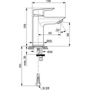 Ideal Standard Tesi 1-gats wastafelkraan m. vaste uitloop z. waste 5l/min chroom