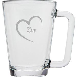 Gegraveerde theeglas 26cl Zus met hartje