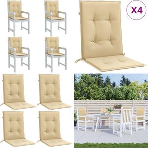 vidaXL Stoelkussens 4 st lage rug 100x50x4 cm stof gemêleerd beige - Stoelkussen - Stoelkussens - Tuinstoelkussen - Buitenkussen