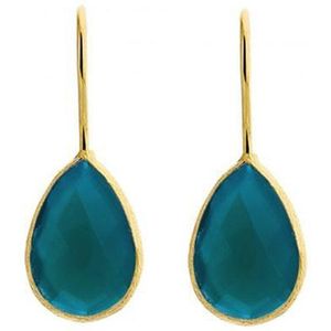 Dames Oorbellen Goudkleurig Blauw Topaas Druppel Mini(14K Gold Plated) | cadeau dames