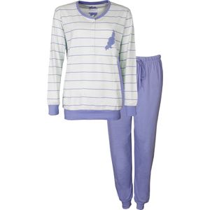 Medaillon Dames Pyjama - Katoen - Licht Blauw- Maat 3XL