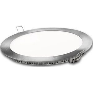 LED plafondlamp - inbouw rond - Warm wit - zilver - 15 W