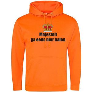 Majesteit ga eens bier halen Oranje Hoodie - bier - drank - koningsdag - nederland - holland - grappig - unisex - trui - sweater - capuchon