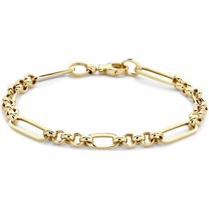 YO&NO Armband - Dames - Anker - 19 cm - Sieraden Vrouw - Goud - 14Karaat