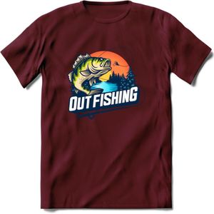 Fishing - Vissen T-Shirt | Beige | Grappig Verjaardag Vis Hobby Cadeau Shirt | Dames - Heren - Unisex | Tshirt Hengelsport Kleding Kado - Burgundy - S