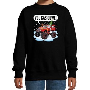 Bellatio Decorations Kersttrui / sweater voor kinderen - monstertruck - vol gas - zwart - kerstdiner 98/104