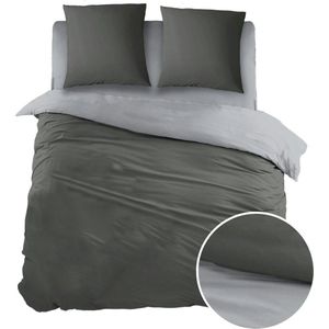 Sleepnight - Flanel Antracite Grey Effen - LP000280 - B 240 x L 200 cm/B 240 x L 220 cm - Lits-jumeaux - Omkeerbaar