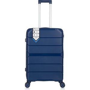 Traveller M-Series Reiskoffer 24' - 65L - 66x43x26 cm - Lichtgewicht Harde Koffer - Blauw - Met Ingebouwd TSA Slot - Voor Vliegtuig en Vakanties