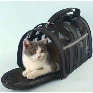 Opvouwbare katten reismand-Met schouderband en kattenbakmat-Reismandkat-49x30x26cm-