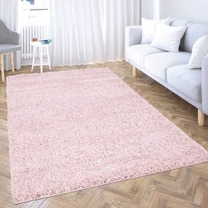 Fluffy Roze Vloerkleed voor Woonkamer en Slaapkamer, 150x150 cm