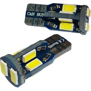 Auto LEDlamp 2 stuks | autoverlichting LED T10 | 10-SMD xenon wit 6000K | CAN-BUS 12V DC