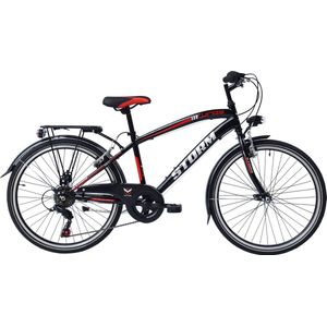 Jongensfiets Storm Beast - Met 6 versnellingen - Racefiets - 22 inch wielmaat - V brakes en remgrepen - Framemaat 33cm - Zwart/rood