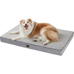 Orthopedisch hondenbed, wasbaar en uitneembaar hondenkussen, schuimrubberen hondenmat met waterdichte binnenvoering, antislip hondenbank voor middelgrote en grote honden (90 x 60 x 8 cm, grijs)