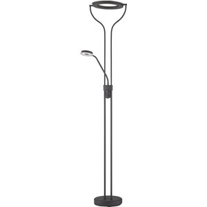 Fischer & Honsel - Vloerlamp Fluter Davos - 1x LED 30 W (incl.) + 1x LED 6,5W (incl.) - Zwarte Zandgrond Metaal