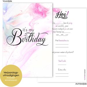 BCI012 - 8 uitnodigingen inclusief enveloppen - Uitnodiging verjaardag - Regenboog - Feestje - Uitnodigingskaarten - Unicorn - Uitnodigingen kinderfeestje - uitnodiging voor een meisje -Kinderuitnodigingen - kinderfeestje - invulkaarten - Uitnodiging