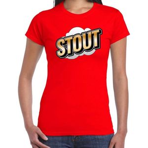 Fout Stout t-shirt in 3D effect rood voor dames - fout fun tekst shirt / outfit - popart S