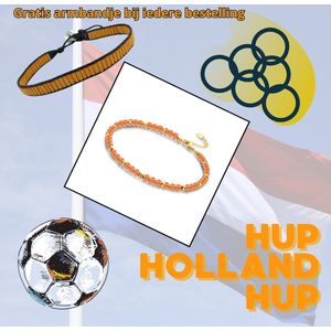 CO88 Collection 8CA-00005 Enkelbandje met Oranje Agaat Kralen - 4mm - 22+3cm - Staal - Oranje - Goudkleurig