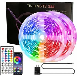 20m RGB-ledstrip voor binnen - Muziek Sync Smart LED-lichtstrip met IR-afstandsbediening/app-besturing voor slaapkamer en speelkamer