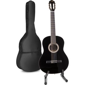 Akoestische gitaar voor beginners - MAX SoloArt klassieke gitaar / Spaanse gitaar met o.a. 39'' gitaar, gitaar standaard, gitaartas, gitaar stemapparaat en extra accessoires - Zwart