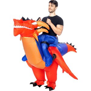 FUNIDELIA Opblaasbare Dragon Piggyback Kostuum voor volwassenen - Ons Size
