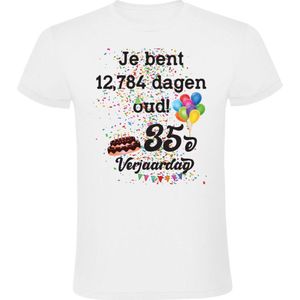 Je bent 12,784 dagen oud! Heren T-shirt - 35 jaar - verjaardag - 35e verjaardag - verjaardagsshirt - feest - jarig