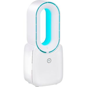 Lifetime Air Bladeloze Ventilator - Stille Ventilator Met Drie Snelheden - Draadloze Bureau Ventilator - Tafel Ventilator met LED Mood Light - USB-C Oplaadbaar - Compact Design - 5W - Wit