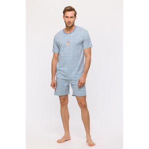 Woody Jongens-Heren Pyjama blauw-witte streep - maat 176/16J