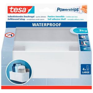 Tesa shampoo/zeep rekje RVS - Badkamer benodigdheden/accessoires - Verwijderbare haken - Opplak houder scheermes