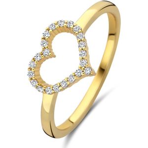 New Bling - 9NB-1447-54 - zilveren ring met zirkonia hartje - 925 sterling silver - gold plated