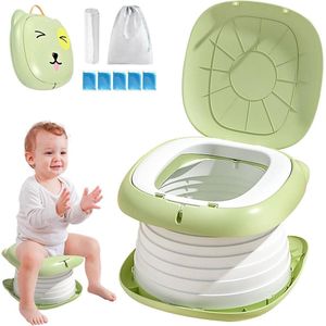 Opvouwbare toiletbril voor kinderen - draagbaar klaptoilet voor binnen en buiten - groen 0-8 jaar