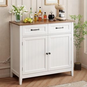 Bealife AP30 Keukenkast - Ladekast met 2 Laden en 2 Deuren - Dressoir Keukenbuffet met Werkbladen voor Keuken, Woonkamer, Hal en Eetkamer- 90x40x81cm -bruin