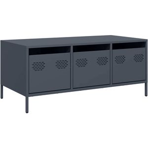 vidaXL Salontafel 101,5x50x43,5 cm koudgewalst staal antracietkleurig - Salontafel - Salontafels - Bijzettafel - Banktafel