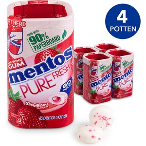 Mentos Pure Fresh - aardbei - suikervrije kauwgom - 80 stuks x 4