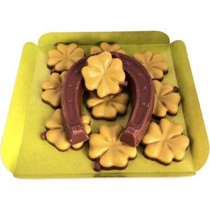 Chocolade - Hoefijzer - Klavertjes 4 - In schaaltje - In cadeauverpakking