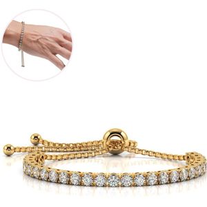 Semyco® Armband Dames verguld 14 Karaat Goud - Tennis Armband Goudkleurig - Cadeau Voor Vrouw - Verstelbaar - Aurora
