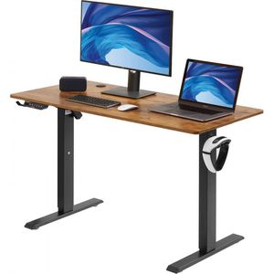 Bureau in hoogte verstelbaar elektrisch, 120 x 80 cm sta-bureau, 0,72-1,1 m verstelbare geheugenbediening, groot computerbureau 82 kg belastbaar bruin bureau pc-tafel sta-bureau