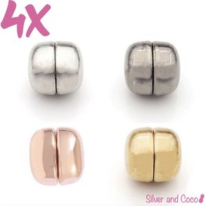SilverAndCoco® - Hijab Magneten | Magneet voor Hoofddoek - Zilver / Donker Zilver / Goud / Rosé Goud (4 stuks) + opberg tasje