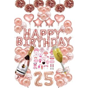 25 jaar feestpakket rose XL - Themafeest - 25 jaar verjaardag - 25 jaar - 25 jaar slingers - 25 jaar ballonnen - feestversiering - 25 jaar verjaardag man / vrouw - 25 jaar versiering