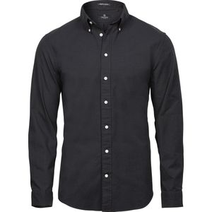 Tee Jays Heren Perfecte Lange Mouw Oxford Shirt (Zwart)