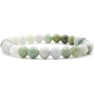 Bixorp Gems Burmese Jade Edelstenen Armband - Gepolijste Edelsteen Kralenarmband - 20cm