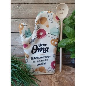 Ovenhandschoen-Ovenwant-Oma-Lieve Oma-Moederdag-Opa-Omadag-Houten Pollepel-Kookcadeau-Keukentextiel-Kerst-Sinterklaas-Kerstcadeau-Kerstdiner-Familiediner-Pasen-Paasbrunch-Bakcadeau