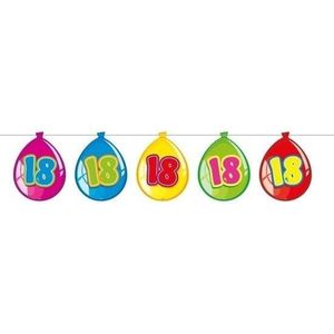 18 Jaar verjaardag leeftijd versiering ballon slingers van 10 meter - Feestartikelen/versiering