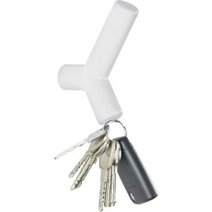 WENKO Wandhaak met magnetische houder wit - handdoekhaak, kledinghaak met magnetische sleutelhouder, kunststof (TPE), 2,5 x 12 x 12 cm, wit