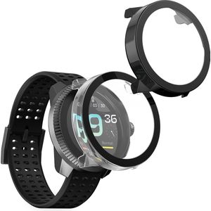 kwmobile 2x cover geschikt voor Suunto Race S - Fitnesstracker cover van gehard glas en kunststof frame set transparant / zwart