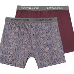 Scotch & Soda 2PK MENS COTTON MODAL KNIT BOXER BRIEF UNDERWEAR Heren Onderbroek - Burgundy - Maat M