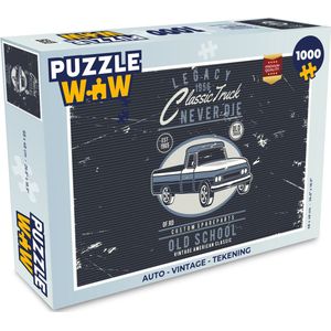 Puzzel Auto - Vintage - Tekening - Legpuzzel - Puzzel 1000 stukjes volwassenen