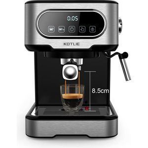 KOTLIE Espresso Machine, Espresso Portafilter Machine with Professional Milk Foam Nozzle, 20 Bar LED Touchscreen Coffee & Espresso Machine, 1.5 L Water Tank, 2 Filters, 1100 W