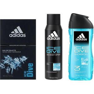 Adidas Ice Dive Set - Voordeelverpakking - Eau de Toilette 100 ml & Showergel 250 ml & Deodorant Spray 150 ml